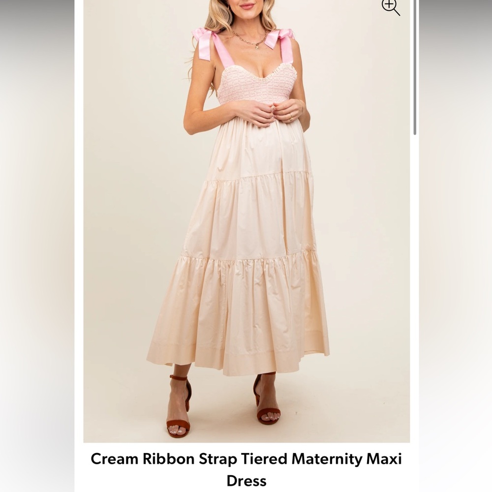 Pink blush Cream Maternity Maxi Dress